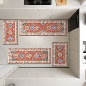Boho Kitchen Rugs Sets 4 Piece With Runner Floral Kitchen Floor Mat Carpet Farmhouse Kitchen Rugs And Mats Non Skid Washable Runner Rug For Kitch (Option: 4)