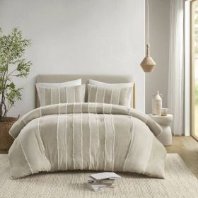 3 Piece Striped Cotton Comforter Set (Color: as Pic)